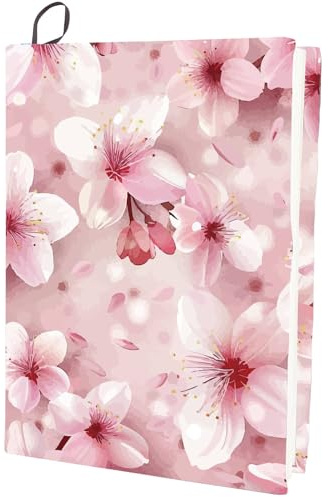 CRASPIRE Funda Elástica para Libros con Diseño de Cerezo Y Flor de, Lavable, Reutilizable, de Nailon, para Libros de Tapa Dura de 9 x 11 Pulgada, para Estudiantes de Aula