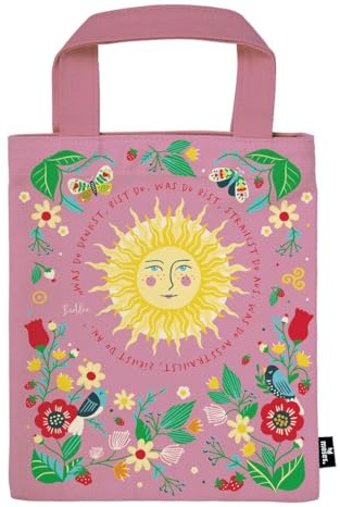 moses. Basically it´s magic Büchertasche Sun, Kleine Tragetasche aus 100% Baumwolle, Geschenkverpackung zum Buch, schönes Geschenk für Vielleser, Leseratten und Buch Fans, Schutz für Bücher