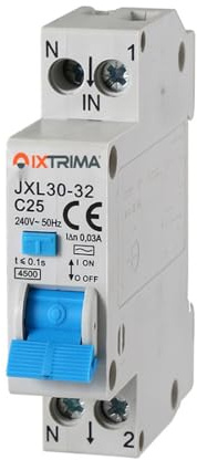 ETTROIT JXL30-32 Interruptor magnetotérmico diferencial, 1P+N, 6-32A, 30mA, 240V, 4,5kA (C25-25A)