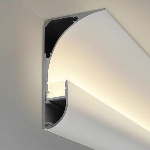 WhamtL Corniche LED Plafond Plinthes à Canal LED, Moulure de Plafond de Cuisine/Armoire/Couloir/Théâtre, Plinthe LED en Aluminium Installée en Surface(8m/26.2ft)