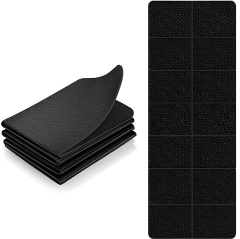 Faltbare Yogamatte, Rutschfest Tragbare Fitnessmatte, Gymnastikmatte Rutschfest Leicht TPE, Sport Reiseyogamatte für Reise, Pilates, Yoga, Fitness, Sport 183 x 61 x 0.4 cm, Lederrosa (Schwarz)
