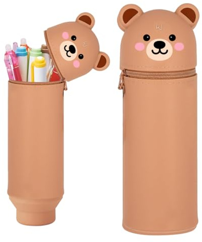 Aethryon 2-in-1 Schulmäppchen aus weichem Silikon, Kawaii Federmäppchen, Cartoon Federmäppchen, Tischstifthalter, Stand Up Federmäppchen, Stifte Mäppchen