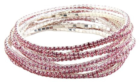 kokdid Stretch-Armband mit Kristallperlen, mehrschichtig, elastisch, Strass, Armband für Damen und Mädchen, 16.5cm, Strasssteine