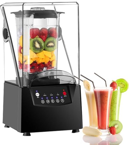Blender Cuisine Puissant 2L avec Boîtier Insonorisé, Mixeur 2200W Multifonction pour Smoothie, Crème Glacée, Glace Pilée et Desserts Maison