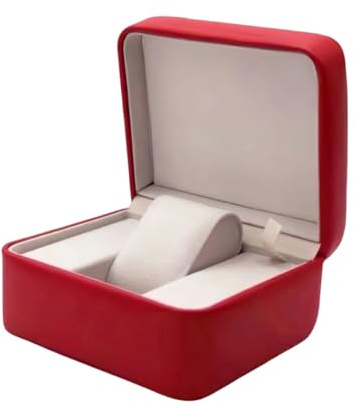 BoboHome Röd Vintage PU Läder Klocka Organiseringslåda Vikbar Flip Handgjord Klockförvaring för Hemmabruk för Omeaga