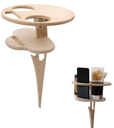 Hyxodjy Tragbarer Outdoor Weintisch, Holz Outdoor Picknicktisch Zusammenklappbarer Weintisch Tragbarer Picknick-Tisch Bier Tisch Outdoor Weintisch für Park, Garten, Camping, Outdoor, Rasen, Strand