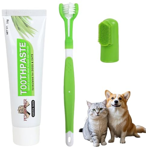 ChAusa 4 Pezzi Spazzolino e Dentifricio per Cani, Pulizia Denti cane