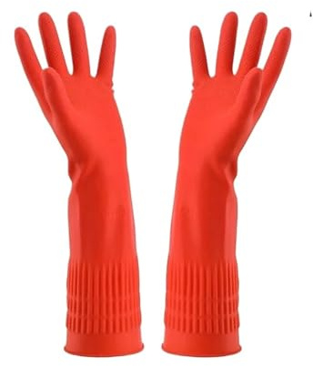 IRGVJIFR Cleaning Gloves Clean Gloves 1 Pair S/M/L Red Flexible Rubber Dish Washing Long Home Bathroom Cleaning Kitchen Accessories(S)
