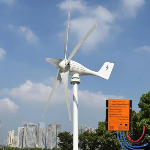 800W Windturbine mit 5 Rotorblättern 12V 24V 48V MPPT-Laderegler für Haus boot (24, Volt)