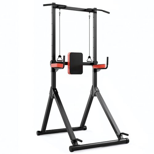All-in-One Power Tower Dip Station Barra de dominadas independiente multifunción para estación de potencia, dispositivo de entrenamiento de fuerza en el gimnasio en casa, altura regulable