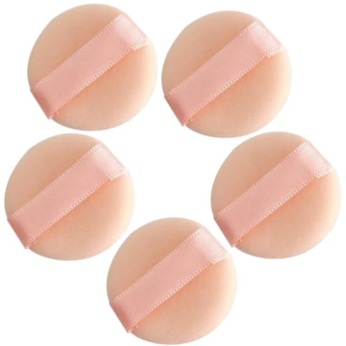 MAJORMENCH 5pcs Beige Loose Powder Applicators for Makeup Application, Creative Mini Flocking Sponges to Avoid Waste of Cosmetics, for Makeup Use