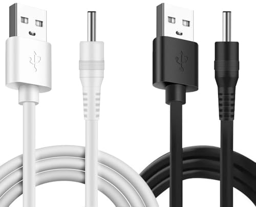 Vmoomx 5V USB Charger Cable Compatible with Fairywill Bitvae Mellbree Seago 7AM2M Electric Toothbrush, 2PCS 3.5×1.35mm DC Jack Charging Lead Fast Power Cord Replacement for Hubs Routers LED Lights(1M)