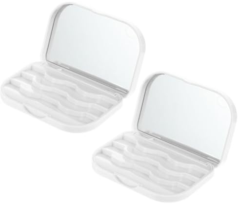 Angoily Portable False Eyelash Storage Box 3d Fiber Lash Organizer with Magnetic Closure, Multi-slot Makeup Case for Travel and Home, 3 Pairs White Artificial Eyelash Holder, 2pcs Set