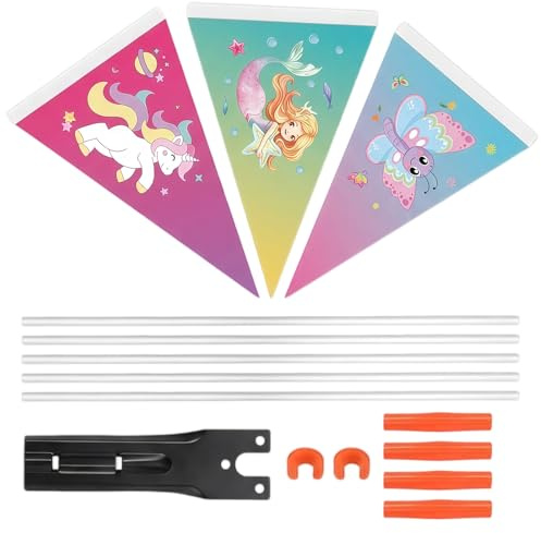 VEOIRXU 3 Stück Fahrradwimpel für Kinder Schmetterling Einhorn Meerjungfrau Wimpel Fahrrad Kinder Kinder Sicherheitswimpel Wimpelstange Bunt Sicherheitswimpel mit Befestigungswinkel Fahrradwimpel