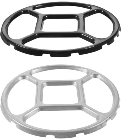 Hohopeti Soporte Antideslizante para Estufa de Gas, 2 Piezas (anillo Galvanizado y Anillo Esmaltado Negro), Accesorio para Cocina, Rejilla para Ollas Pequeñas y Wok, Compatible Fogones