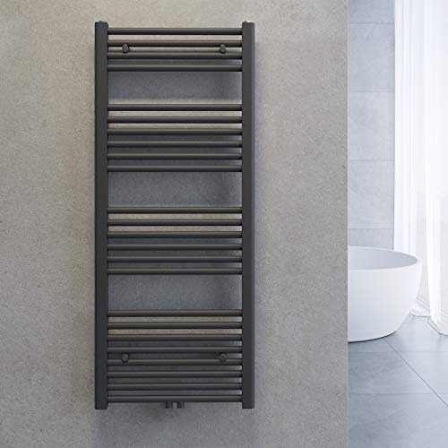 sunnyshowers Calentador de Toallas Toallero radiador baño Conexión Central baño Radiador Antracita/Blanco Recta