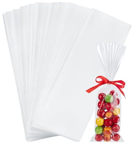 PandaHall 200 stücke Klar Rechteck OPP Cellophan Taschen Für Cookie, Süßigkeiten Und Kleine Artikel Lagerung, 25x8 cm | 25 x 8 cm Zellophanbeutel, transparent, klein, für Taufe, Bonboniere, Kekse, Geschenk, Verpackung für Süßigkeiten