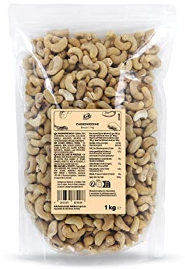 KoRo - Anacardi Premium sgusciati 1 kg - Anacardi interi, naturali, senza additivi, non salate, in confezione convenienza