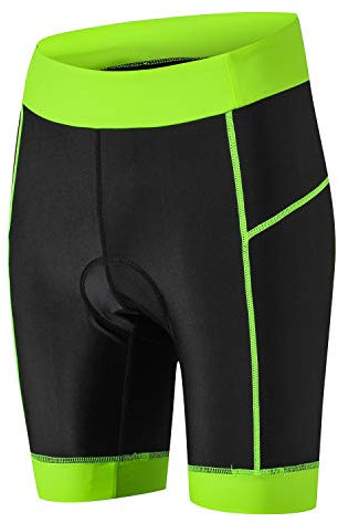 JPOJPO Cuissard Velo, Short de cyclisme pour femme avec rembourrage en gel 5D, vert, Taille M