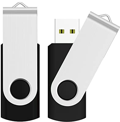 JUANWE 128GB Flash Drive 2 PCS, 2.0 Thumb Drive USB Drives Pendrive for File Storage Data Transfer, High Capacity Zip Drive Portable USB Storage Flashdrives 360° Swivel Cap, Jump Drive 128G×2 Black