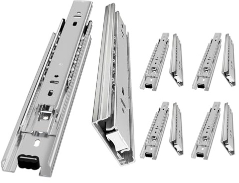 AOLISHENG Guide Per Cassetti Estrazione Totale 400 mm Montaggio Laterale Binari Cassetti Scorrevoli Portata Massima 45 kg Guida Binario Cassetto Per Cucina e Ufficio Argento 5 Paio(10 Pezzi)