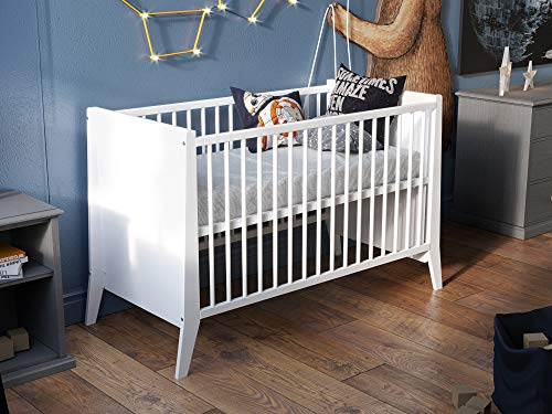 Love For Sleep Babybett Beistellbett 120x60cm mit Sicherheitsbarriere Umwandelbar Weiß Mercury Kinderbett Baby Bett Holz - Kinderbett Babybett, Mitwachsend Gitterbett Baby Bed