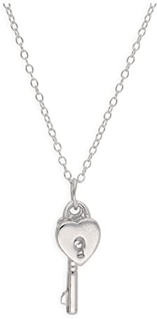 jewellerybox Sterling Silver Heart Padlock Key Necklace 14 Inches