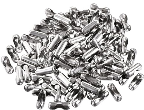 sourcing map Kugelketten Verbinder 2.4mm Kugelspitzen Clamshell Wellen Link | 100 Stück, Edelstahlverbindung