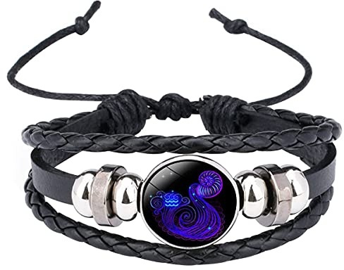 Caimeytie Kinder Armschmuck Leder Wickelarmbänder Verstellbar Horoskop Sternzeichen Glücksarmband