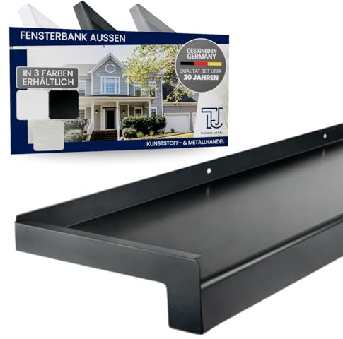 TJ Fensterbank Außen Aluminium Anthrazit/Ausladung 50mm / versch. Längen/Alu Fensterbank Außen/Fensterbrett Außen Made in Germany