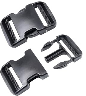 BAIWOAK Schnellverschluss-Schnallen, 15 mm/20 mm/25 mm/32 mm/38 mm/50 mm, doppelt verstellbare Kunststoff-Schnallenclips für Rucksackgurte