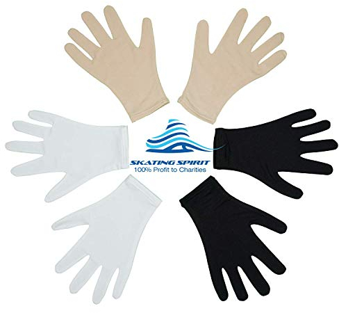 Skating Spirit Figure Skating Competition Gloves, Dance Gloves (1 Pair) - for Performance Testing Show, Beige, Medium