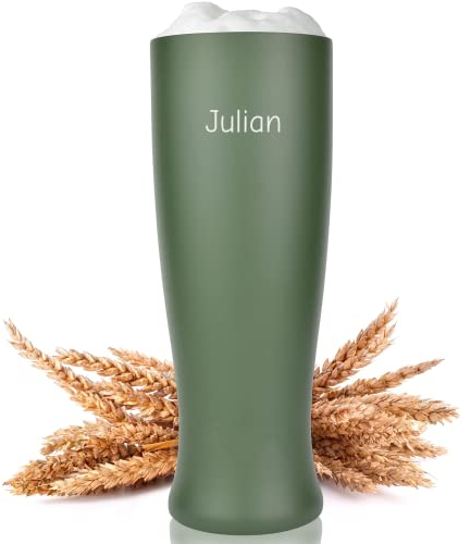 Milu® Weißbierglas mit Gravur 500ml personalisiert - Ostergeschenke für Frauen & Männer I Geschenk Ideen Papa, Mama, Freund, Freundin, Geschenkideen zum Vatertag Muttertag, Geschenke (Olivgrün)