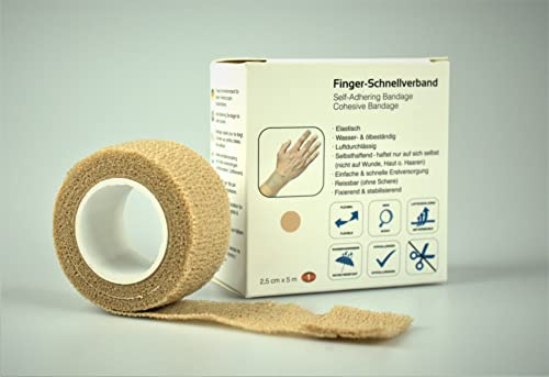 10 x fingertoppsband/fingerplåster, vattentätt, självhäftande, elastiskt, latexfritt, 2,5 cm x 5 m, medical, beige