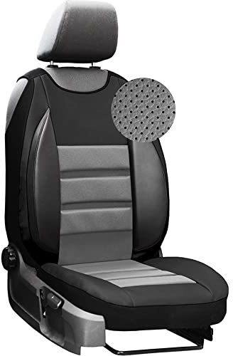 moto-MOLTICO Autositzbezüge – Autositzschoner Universalgröße - Sitzauflage Auto - Ökologisches Leder - Sitzbezug Auto Fahrersitz - Matte für Sitze im Auto - Schonbezug Autositz - Grau