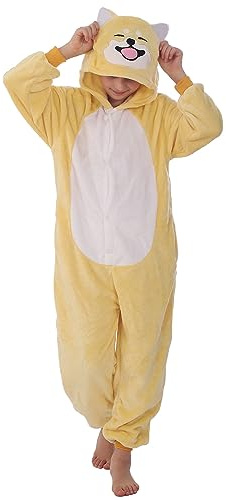 WOYASIM Flannel Costume Onesie Kids Halloween Easter Animal Cosplay for Girls Boys One Piece Shiba Inu 120