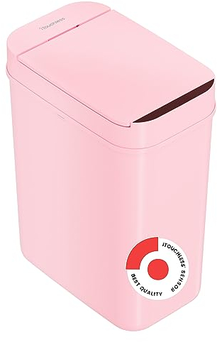 iTouchless 3 Gallon Pink Sensor Bathroom Trash Can, 10 Liter Slim Touchless Small Smart Bedroom Garbage Waste Basket Bin with Motion Lid