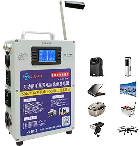 JIANGSS Générateur de manivelle Manuel 150 W/500 W générateur de Charge USB d'alimentation Manuelle d'urgence Portable, générateur CC à manivelle pour Camping activités de Plein air,500W