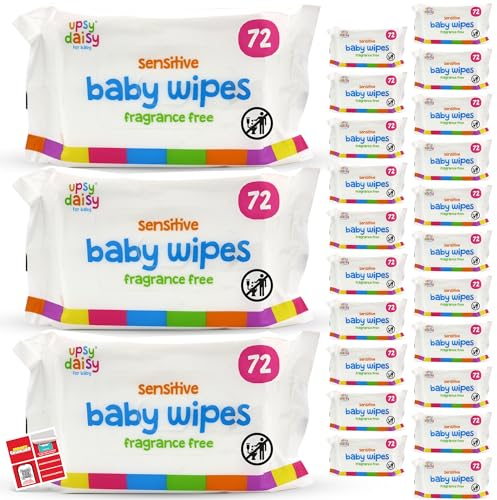 SOL 1,728pk Bulk Sensitive Baby Wipes Fragrance Free, Multipack of Wet Tissues for Nappy Changes, Gentle on Skin, Durable, Moisturising, Convenient Wetwipes Pack for Newborn, Infants, and Toddlers