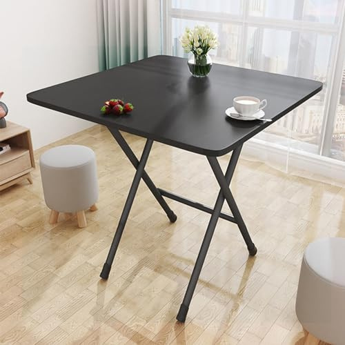 Altsuceser Square Folding Table, 23.6″ Black Small Square Table, 4 Persons Foldale Dining Table Indoor Outdoor for Home,Office,Rental House,Balcony Black