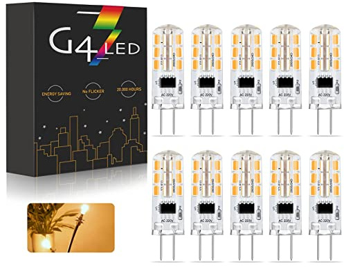G4 LED Lampen, 220V-240V 2W G4 LED Birnen 200LM, Nicht Dimmbar Kein Flackern, 10 Stück (Color : Warm white 3000K)