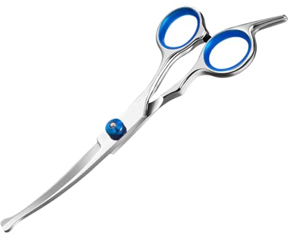 SHPUJUN Hundeschere Gebogen, Edelstahl Fellschere, Gepflegtes Haustierfell, Katzen Effilierschere, Professionelle Haarpflege