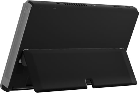 eXtremeRate Backplate&Ständer für Nintendo Switch OLED Konsole, DIY-Ersatz Rückgehäuse Back Shell & Lautstärke/Power Taste & Kickstand Case Umbau Zubehör für Switch OLED Console-Schwarz