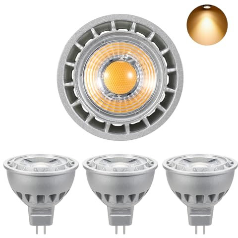 MR16 LED Lampen,AC/DC 12V,500LM Warmweiß 3000K Strahler,5W LED Leuchtmittel Ersatz für 50W Halogenlampen,MR16 LED Birnen Kein Flackern Nicht Dimmbar 45° Abstrahlwinkel LED Spot MR16(4er Pack)