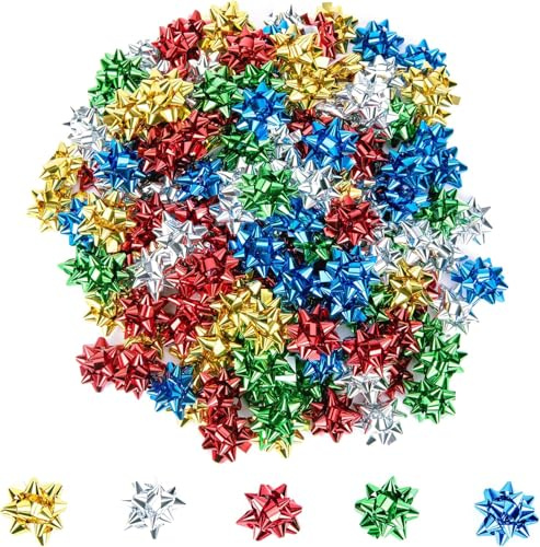 200Pezzi Fiocchi Regalo Adesivi - 2.5CM Coccarde per Pacchi Regalo - Fiocchi autoadesivi di Natale per regali