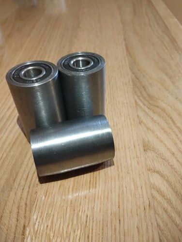 Rollen für Bandschleifmaschine, 3er Set, Streifen 75 mm, Stahl S235, poliert, verstellbar, Staublager, Bolzen- oder Schraubenmontage M12