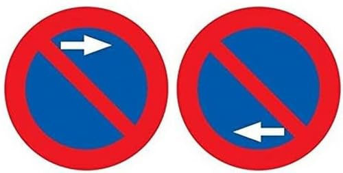 Ferretelix. Señales metálicas viales R-308g y R-308f Prohibido aparcar a la izquierda y derecha, 50 cm, Paquete de 2