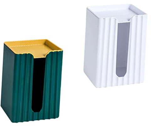 Ciieeo Wall-mounted Tissue Box Holder Set 2pcs No Drilling Bathroom and Toilet Tissue Storage Rack Punch-free Plastic Multi-functional Home Organizer in Green and White