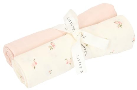 Little Dutch Mulltücher Swaddle Spucktücher Musselin 2er Set (70x70 cm) Baumwolle Fairy Blossom & Blossom rosa - Fairy Garden