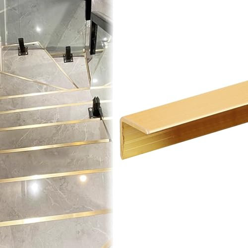 ZIMGOD 1m Stairs Edge Protector for Wood Tile Marble, Staircase Nosing Edging Trim Bar, Step Nose Guard L Molding Strips, Brass Transition Threshold Cover(15x15mm(5/8 x5/8))
